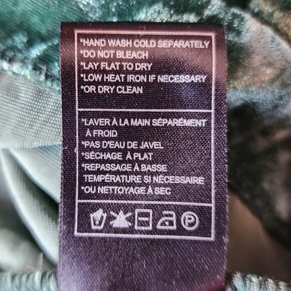 Cupcakes And Cashmere Crushed Velvet Green Blouse Top Womens Small - Picture 8 of 9